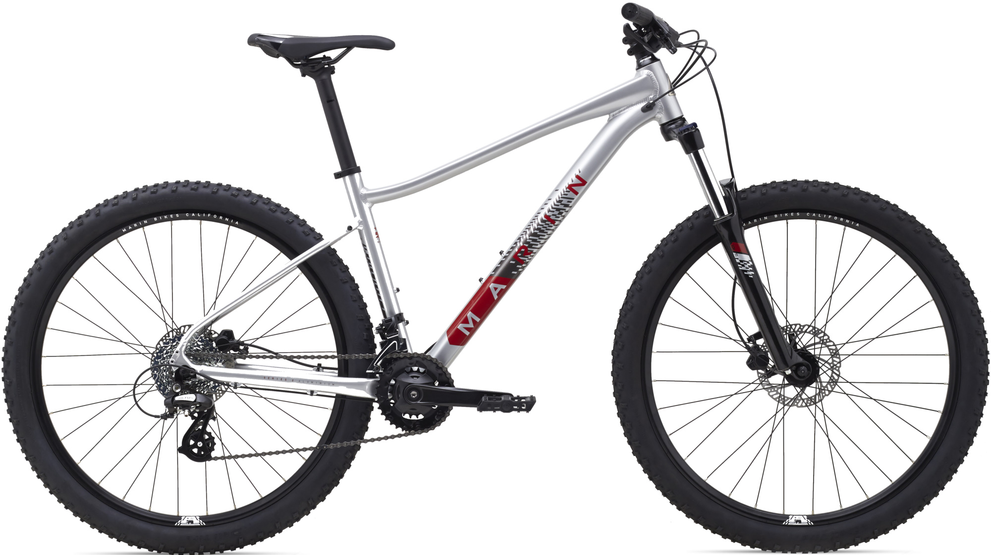 Велосипед 27,5" Marin WILDCAT TRAIL 3 WFG рама - M Gloss Silver/Black/Metallic Red A1 фото 
