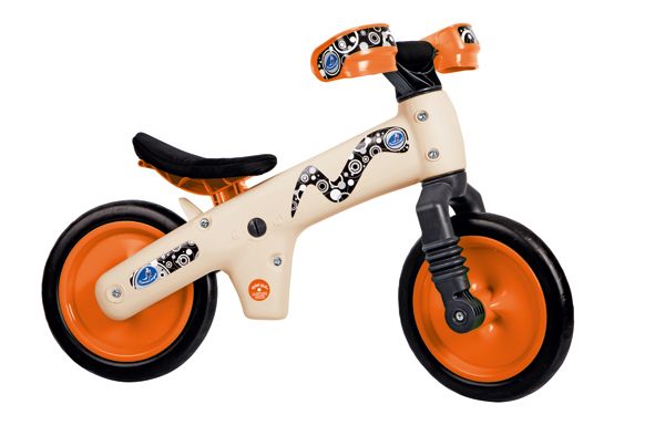 Беговел 12 "Bellelli B-Bip навчальний 2-5лет, пластмасовий, бежевий з помаранчевими колесами фото 