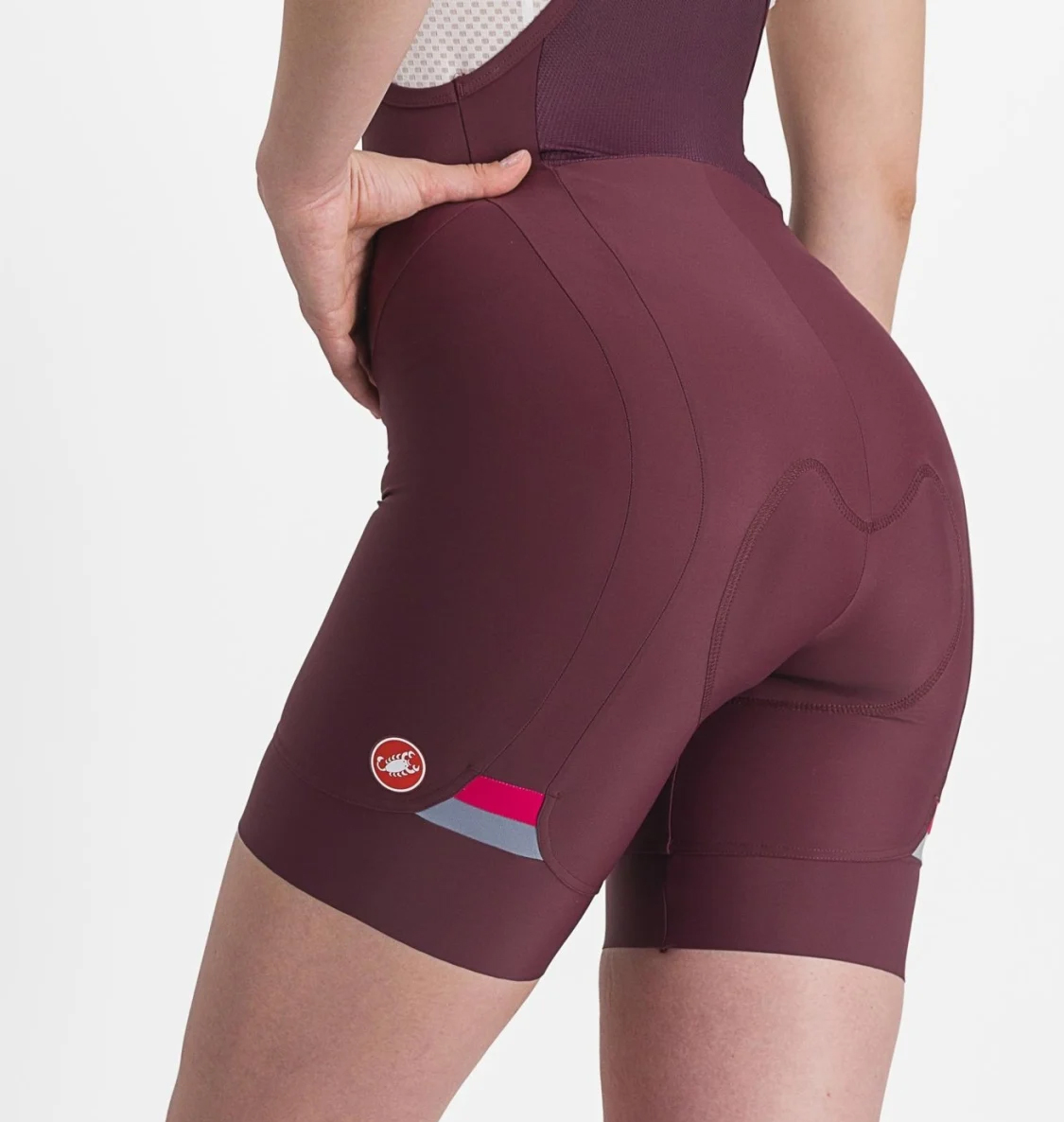 Велотрусы Castelli Prima на лямках женские бордовые M фото 3