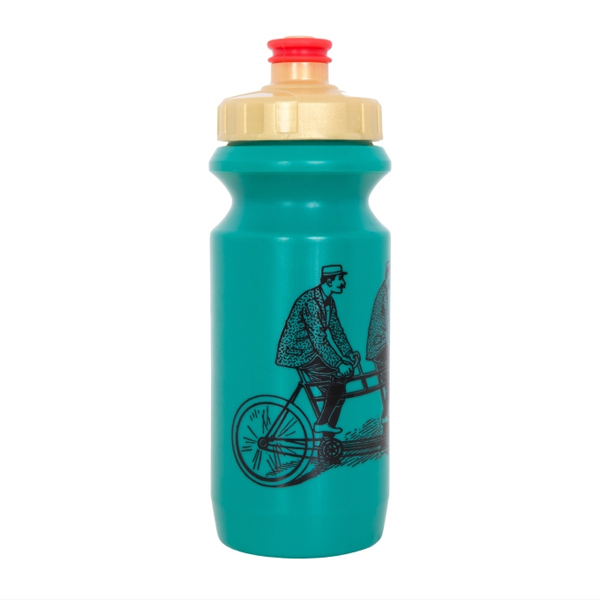 Фляга 0,6 Green Cycle DUDES on bike с большим соском, red nipple/ golden cap/ green bottle фото 