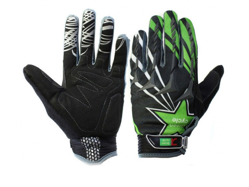 Перчатки Green Cycle NC-2355-2014 MTB с закрытыми пальцами S черно-зеленые фото 1