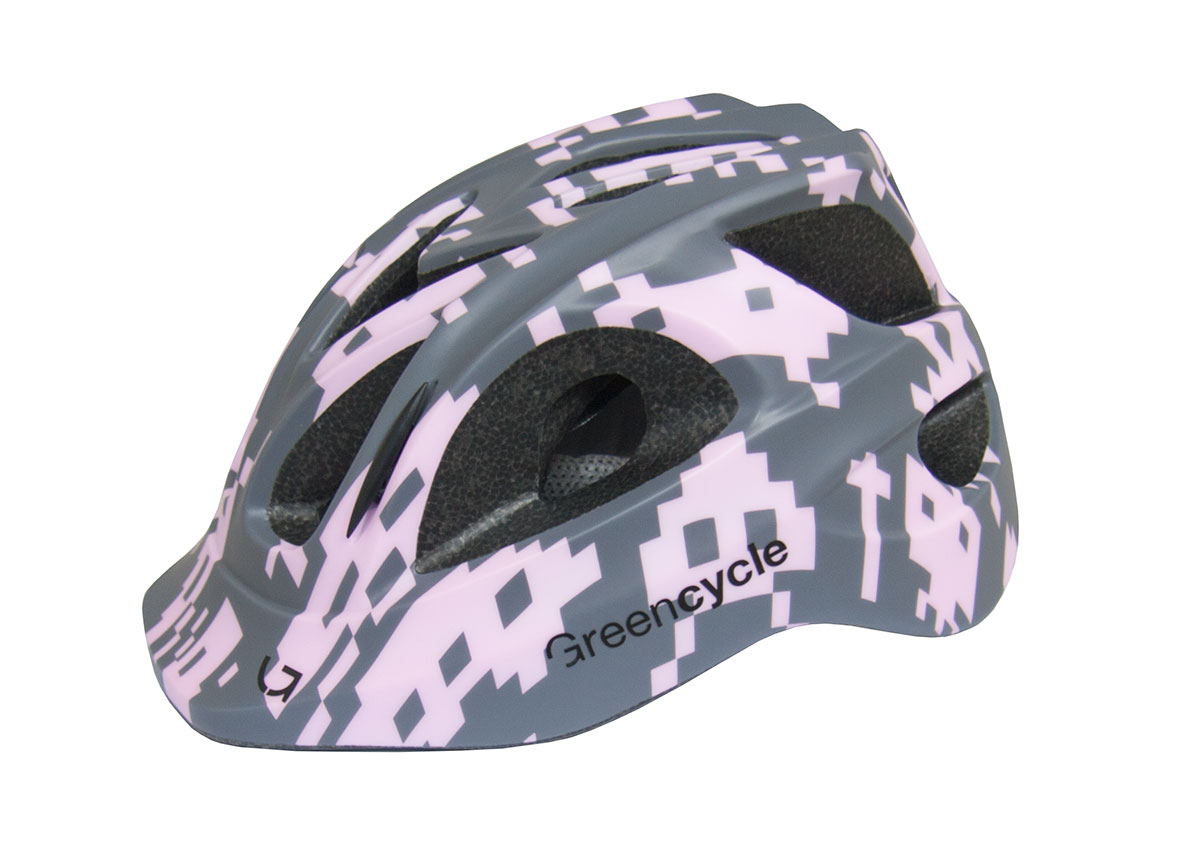 Шлем Green Cycle Space Invader размер 54-58см серо-розовый фото 