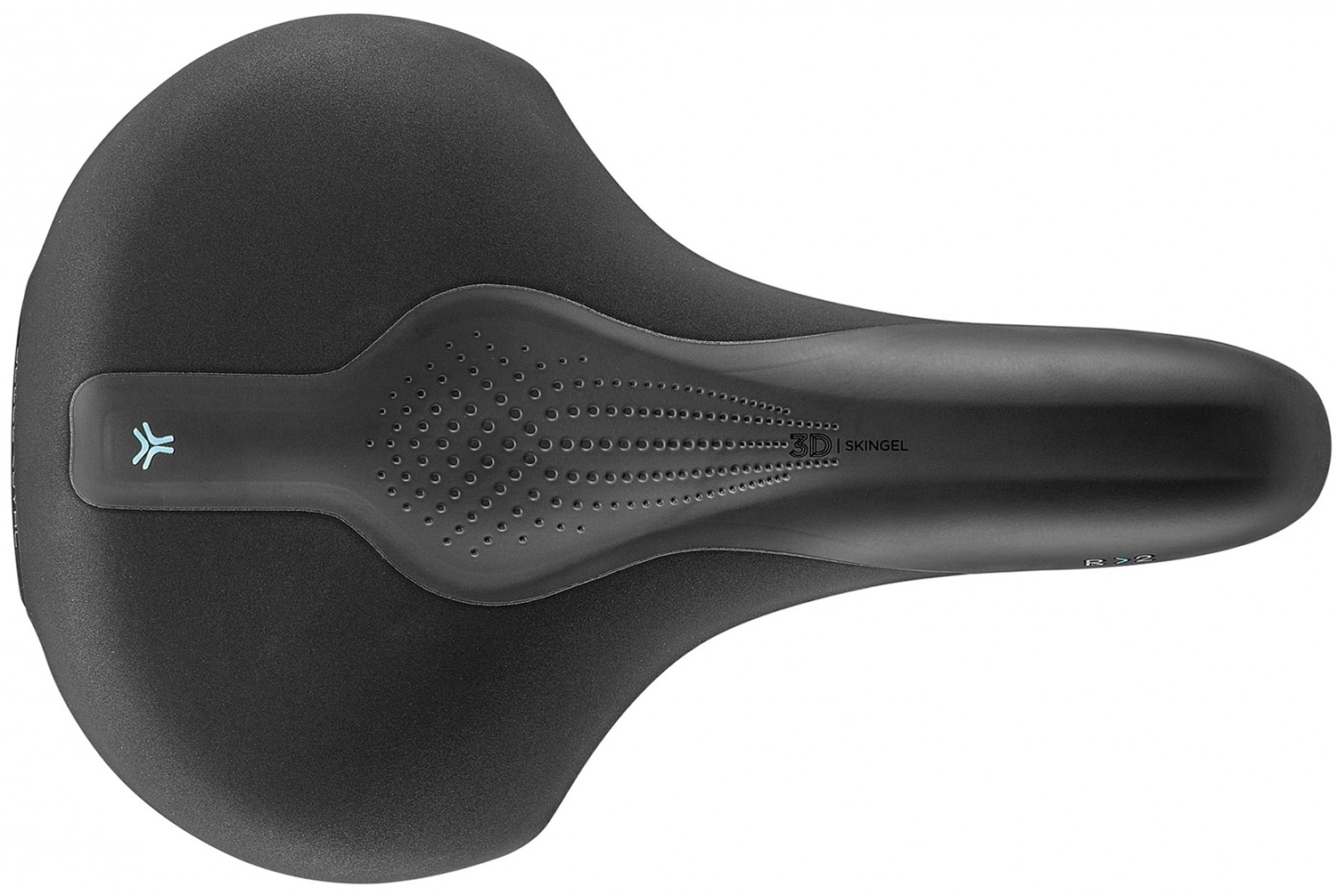 Сідло Selle Royal SCIENTIA R2 Relaxed, 3D skingel, оббивка Black gummy/Black mokka, 289х196мм, 485г, рейли сталь + Curva suspension, unisex, чорне фото 2
