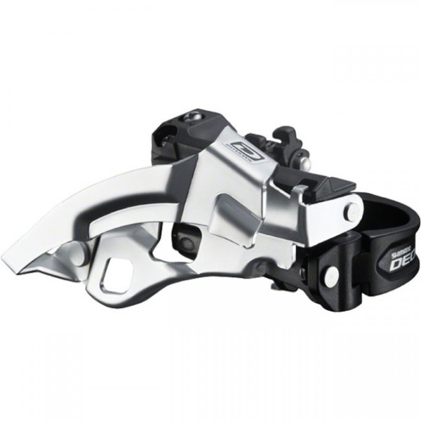Переключатель пер. Shimano FD-M610 DEORE нижний хомут, универсальная тяга, адаптер под 31.8mm, под 40/42 зуба, black фото 