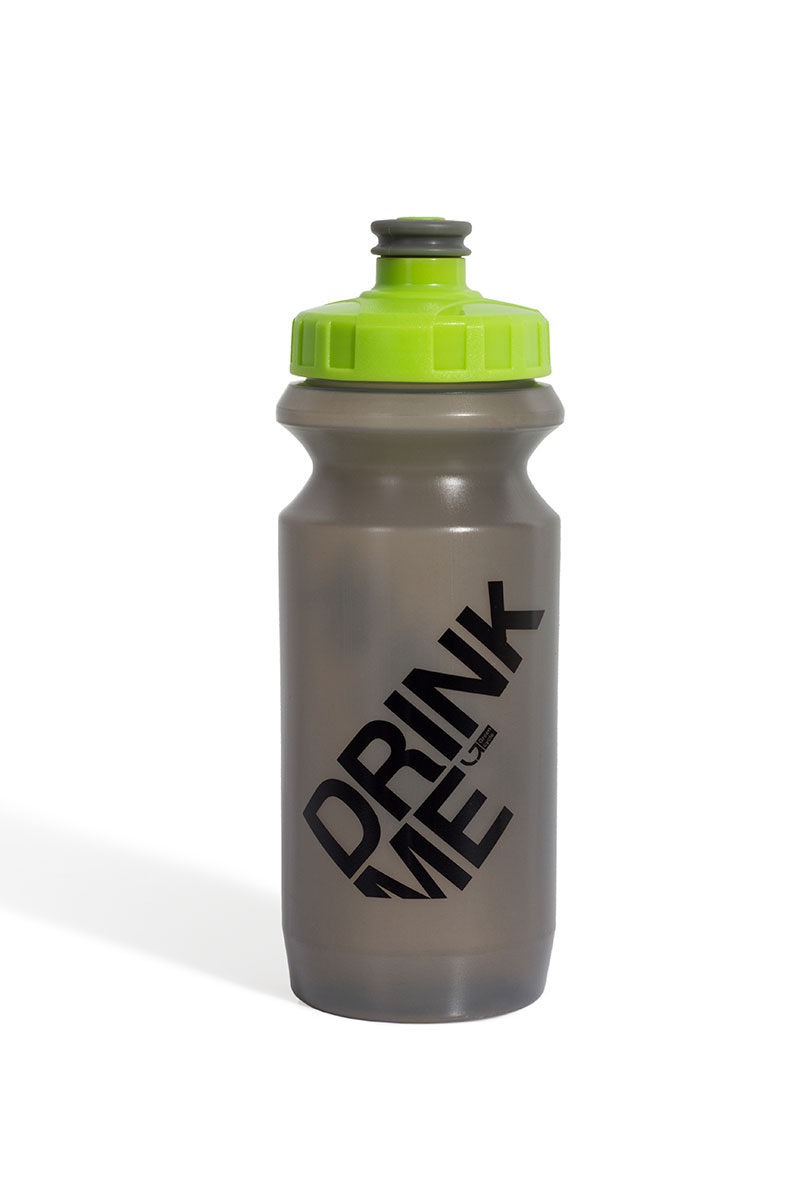 Фляга 0,6 Green Cycle Drink Me з Big Flow valve, LDPE gray nipple / lime cap / gray matt bottle фото 
