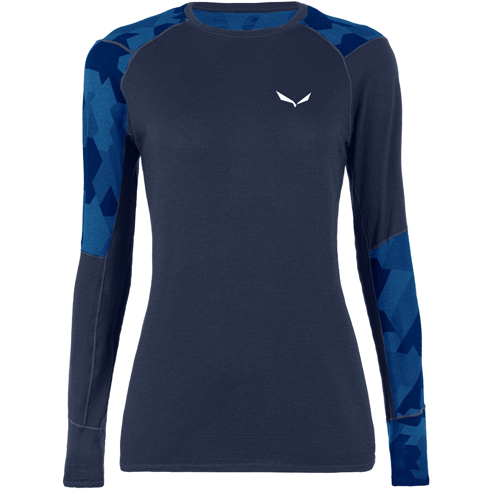 Термофутболка Salewa CRISTALLO WARM AMR W L/S TEE 28206 3960 женская, размер XS, синяя фото 