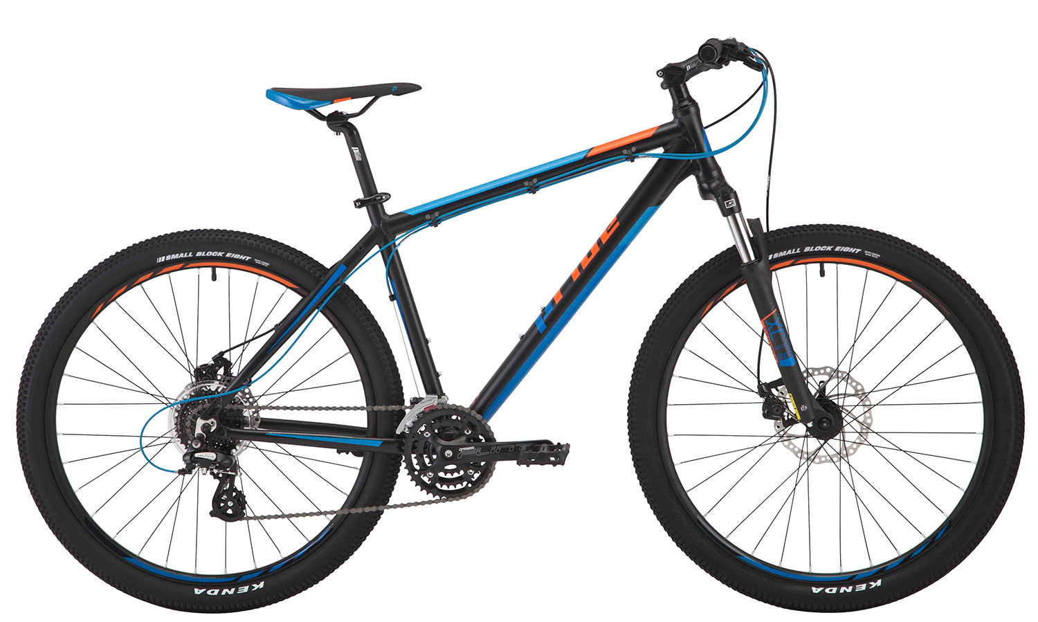 Велосипед 27,5" Pride REBEL 7.2 рама - 21" черный/голубой/оранжевый 2017