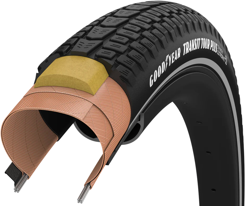 Покрышка 700x35 (37-622) GoodYear Transit Tour Plus S5:Protection, Wire, Black + reflective strips, 60tpi фото 
