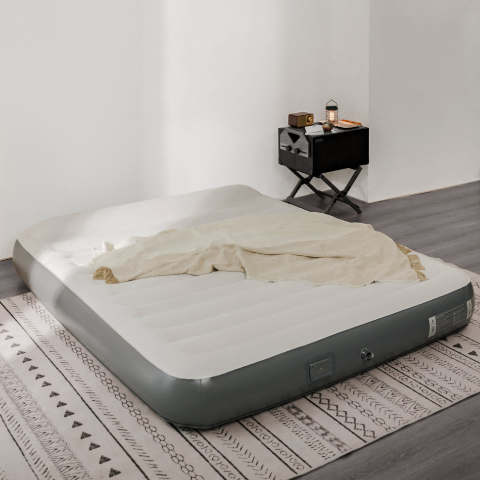 Матрац надувний Naturehike CNK2450WS040, 200x150x25 см, вбудований насос для надування, сірий фото 4