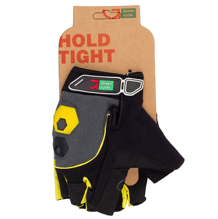 Перчатки Green Cycle NC-2503-2015 MTB Gel без пальцев S черно-желтые