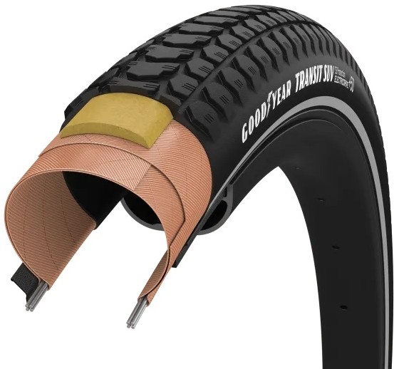 Покрышка 700x40 (40-622) GoodYear Transit SUV S3:Protection, Wire, Black + reflective strips, 60tpi фото 