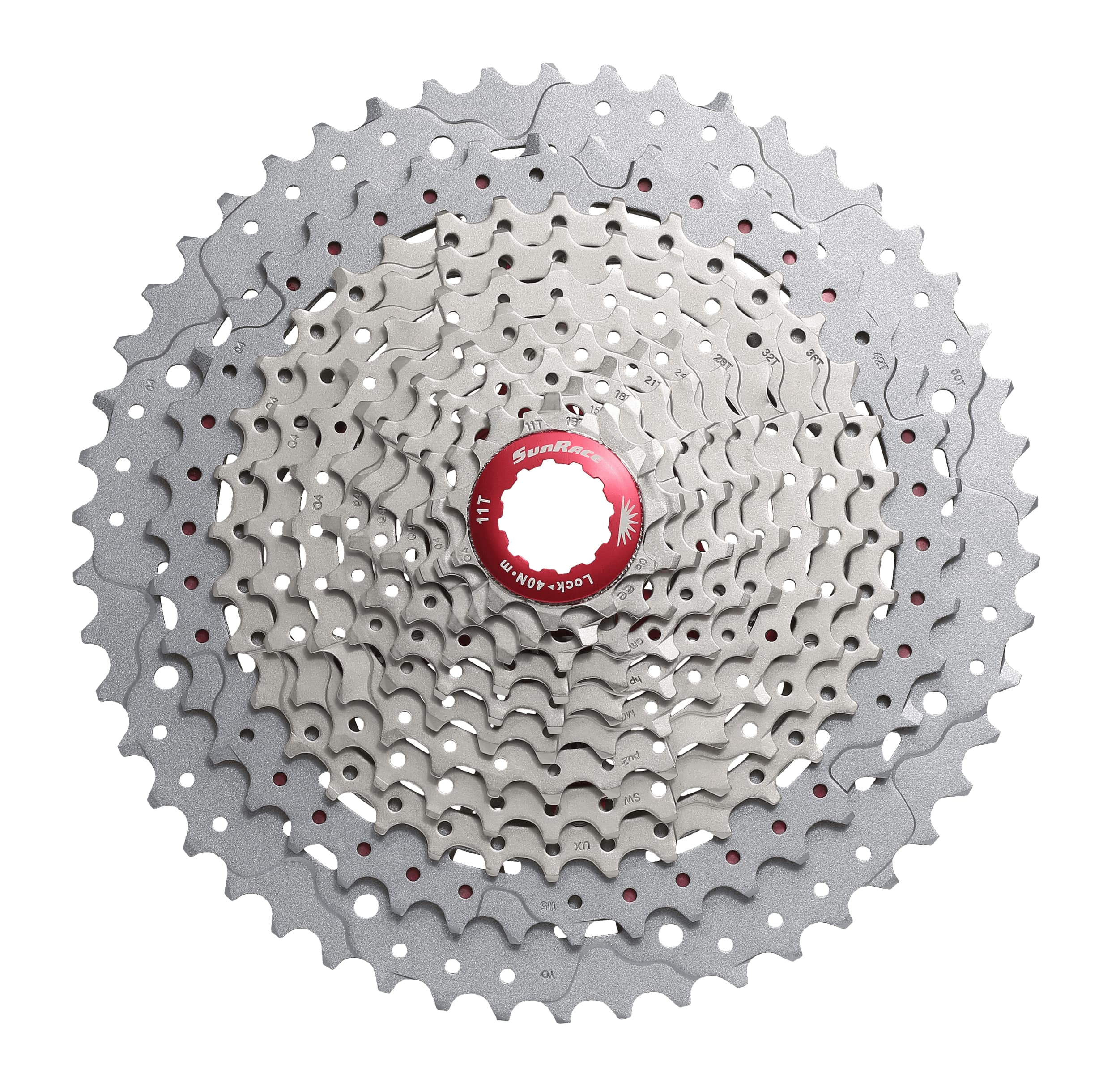 Касета 11-k 11-51T SUN RACE MX8 MTB, алюмінієвий павук, Metallic Silver фото 