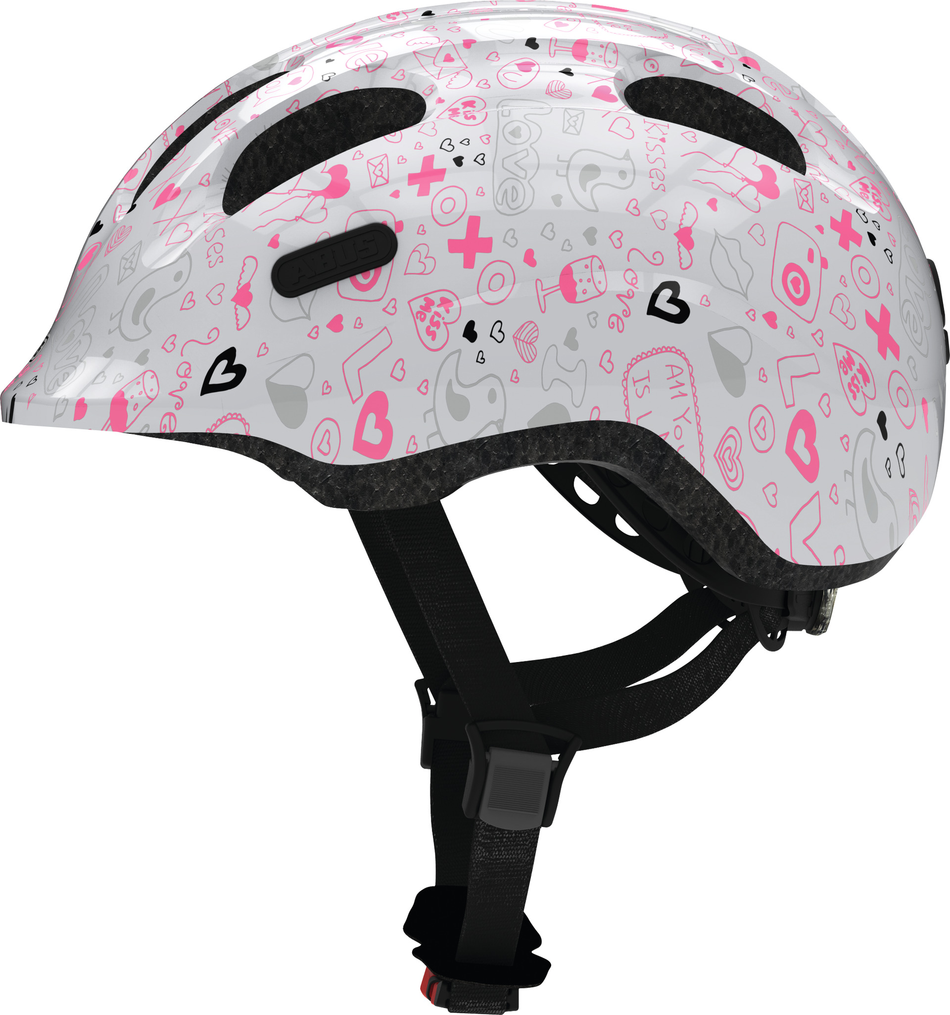 Шлем детский ABUS SMILEY 2.1, размер M (50-55 см), White Crush, белый с розовым фото 