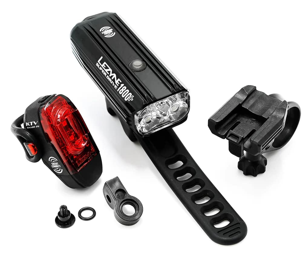 Комплект фара Lezyne SUPER DRIVE 1800+ SMART/KTV DRIVE PRO SMART, 1800/150 люмен, чорний фото 