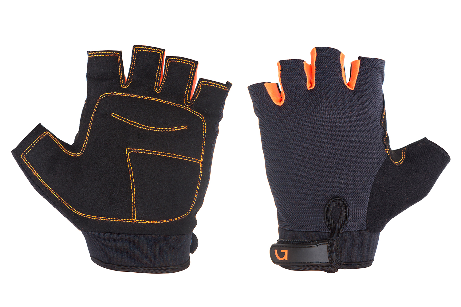 Перчатки Green Cycle SIMPLA без пальцев L черно-оранжевые фото 