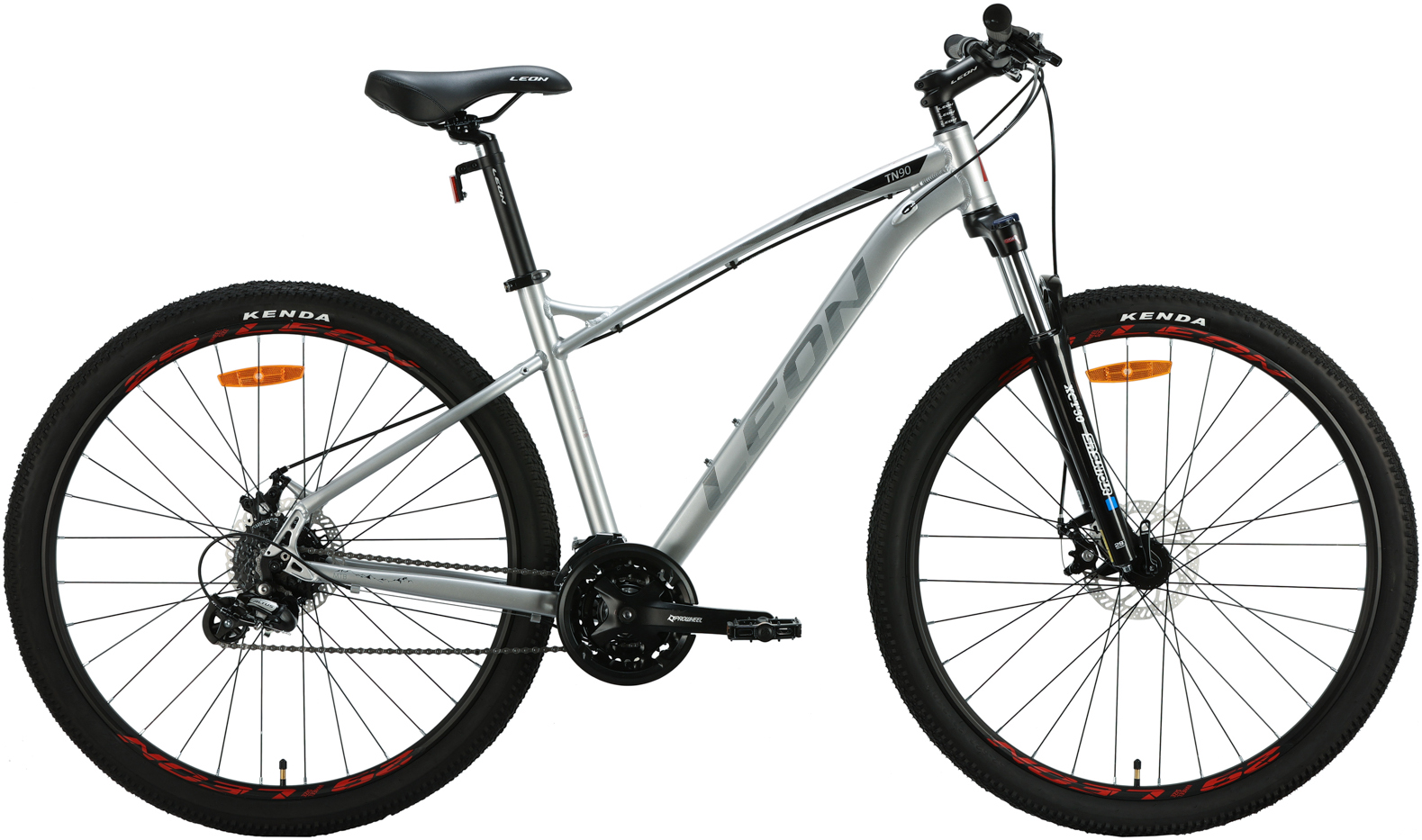 Велосипед 29" Leon TN-90 AM DD рама - 18" 2024 серо-черный с красным фото 