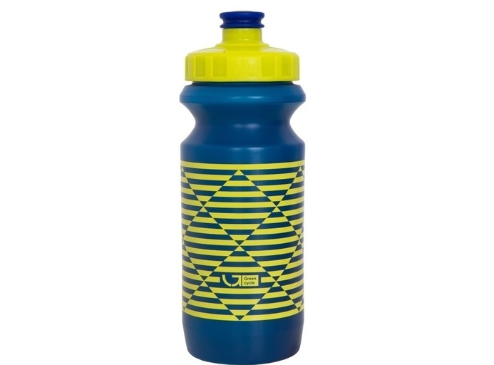 Фляга 0,6 Green Cycle STRIPES с большим соском, blue nipple/ yellow cap/ blue bottle фото 