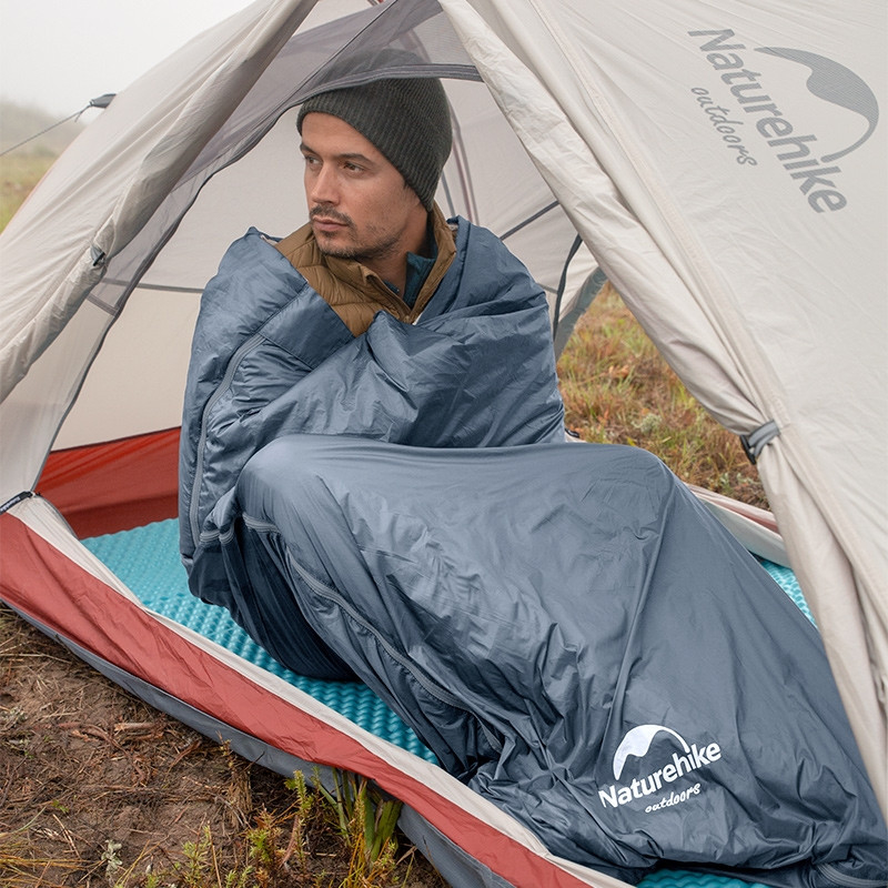 Спальный мешок Naturehike Ultralight LW180 NH21MSD09, левый, размер M, серо-синий фото 4