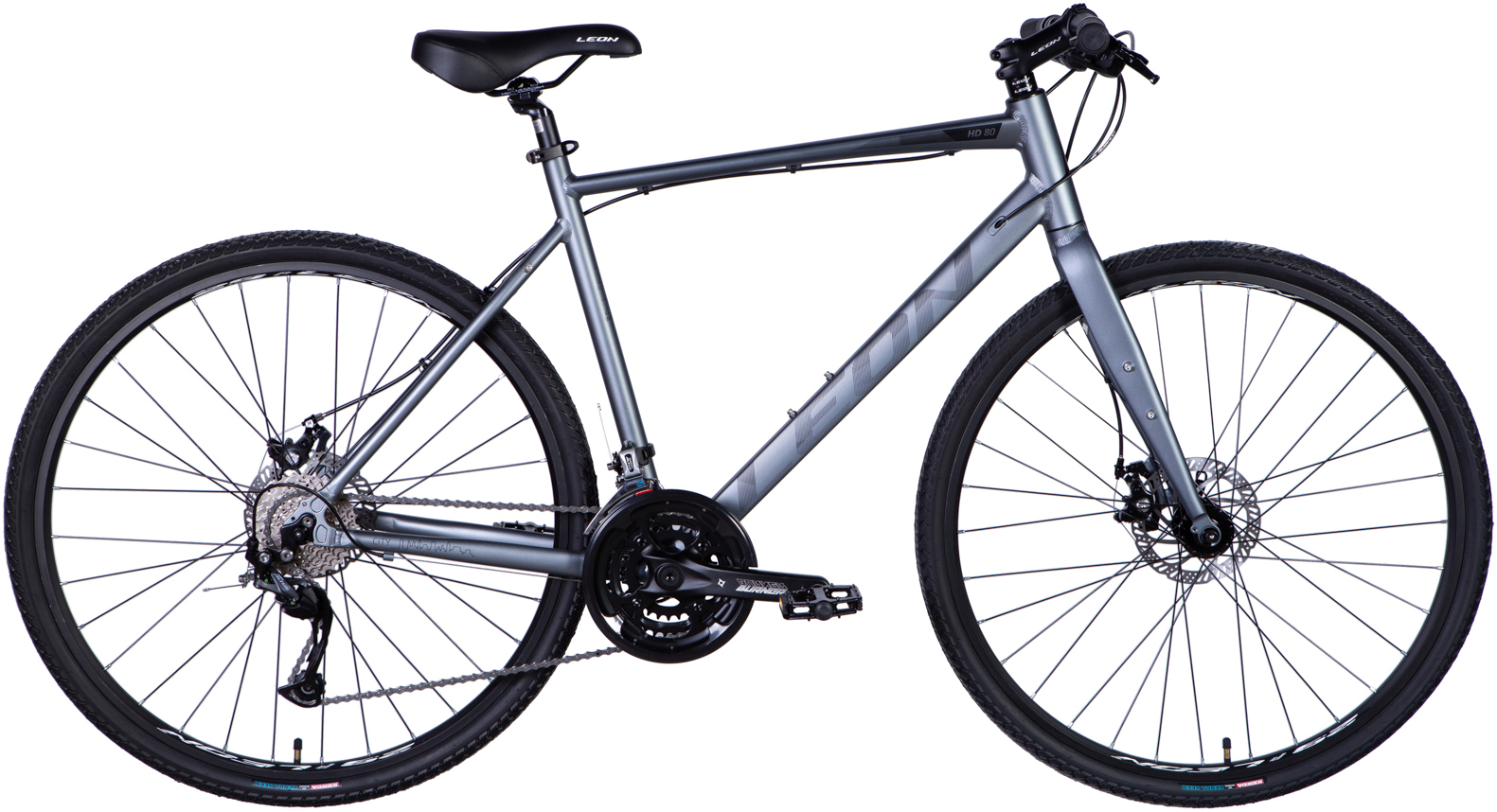 Велосипед 28" Leon HD 80 DD рама - 21" сірий з чорним (матовий) A4 фото 