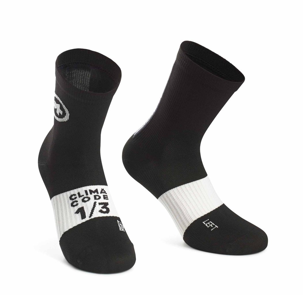 Носки ASSOS Assosoires Summer Socks, черные с белым, 0/35-38 фото 