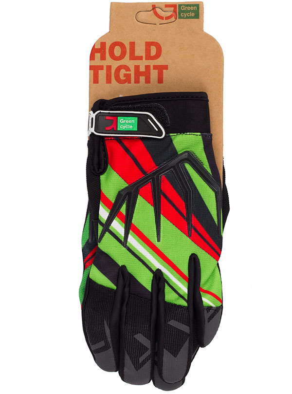 Перчатки Green Cycle NC-2361-2014 MTB с закрытыми пальцами S черно-красно-зеленый фото 1