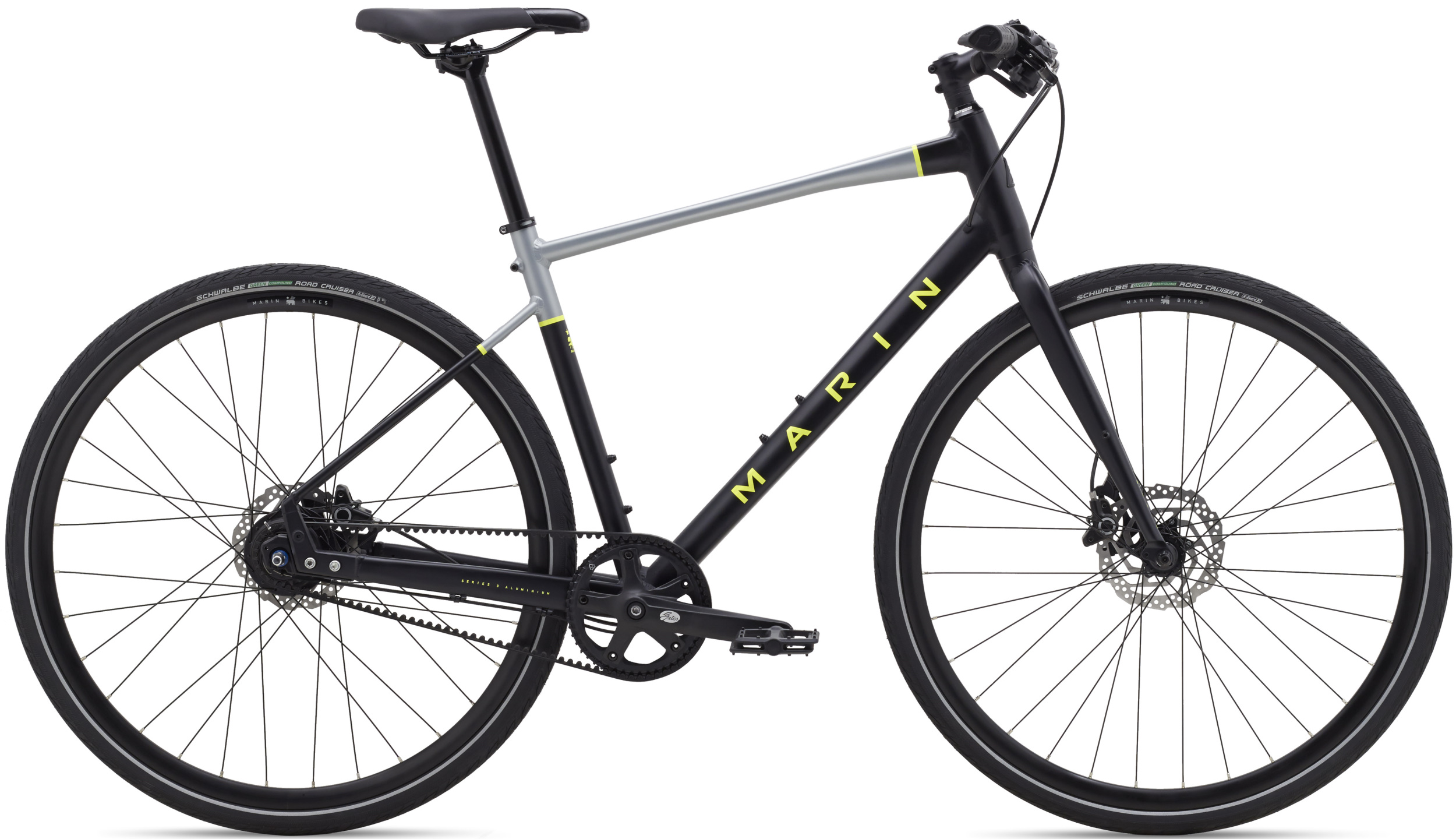 Велосипед 28" Marin PRESIDIO 3 рама - S 2022 Satin Black/Charcoal/Gloss Hi-Vis Yellow фото 