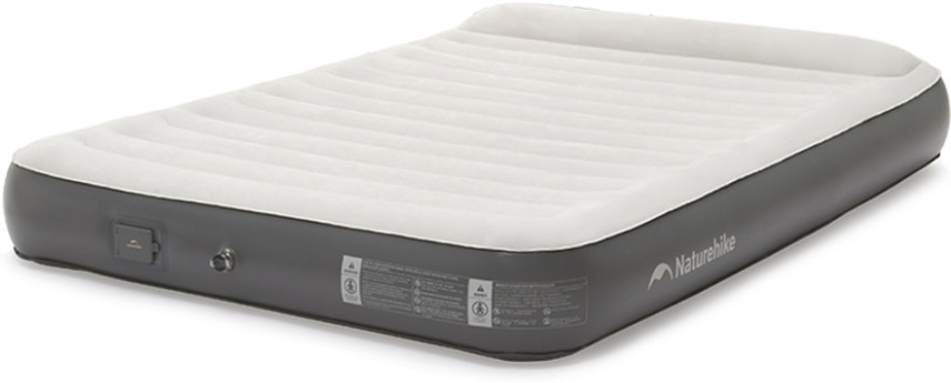 Матрац надувний Naturehike CNK2450WS040, 200x150x25 см, вбудований насос для надування, сірий фото 