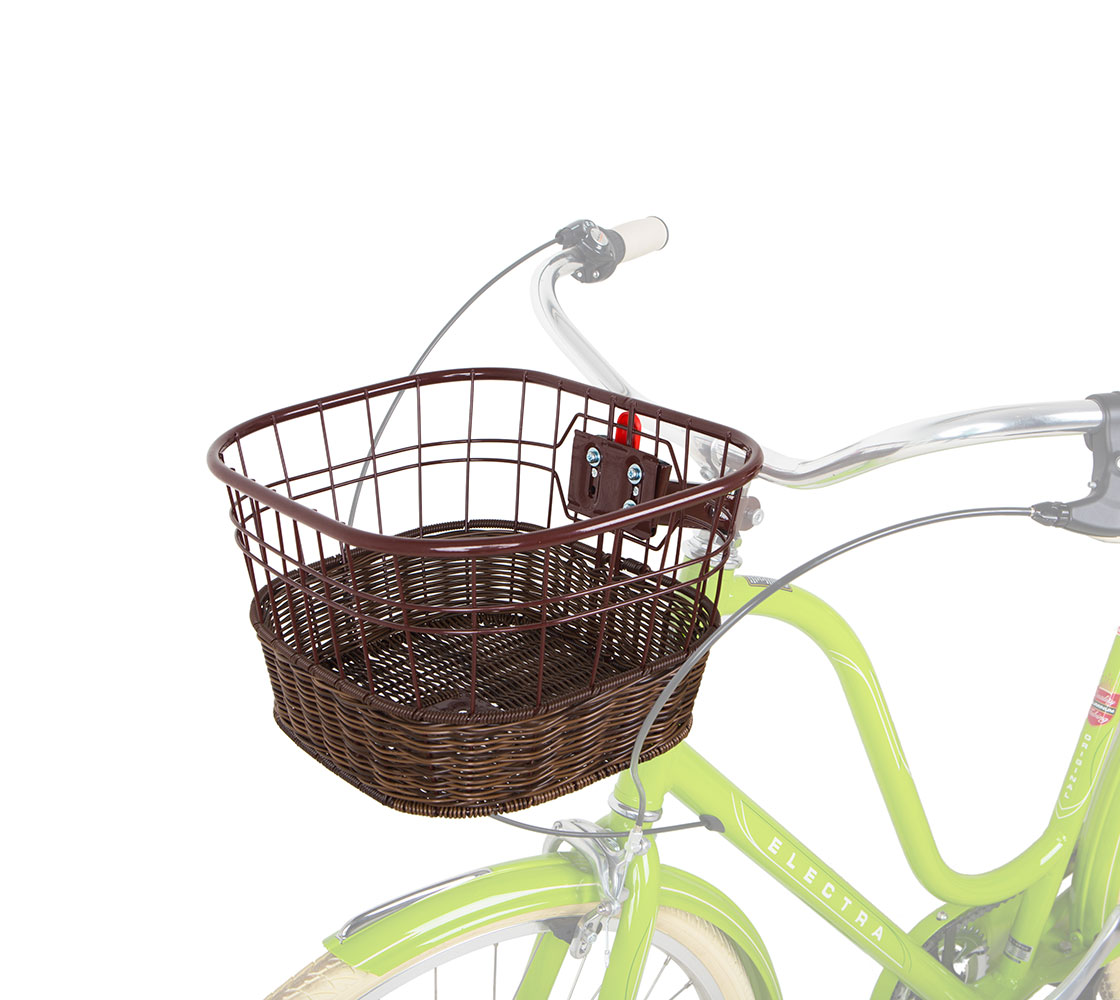 Корзина Green Cycle GCB-10K стальная с быстросъемным креплением на вынос 1'', коричневая, оплетеная пластиком фото 3