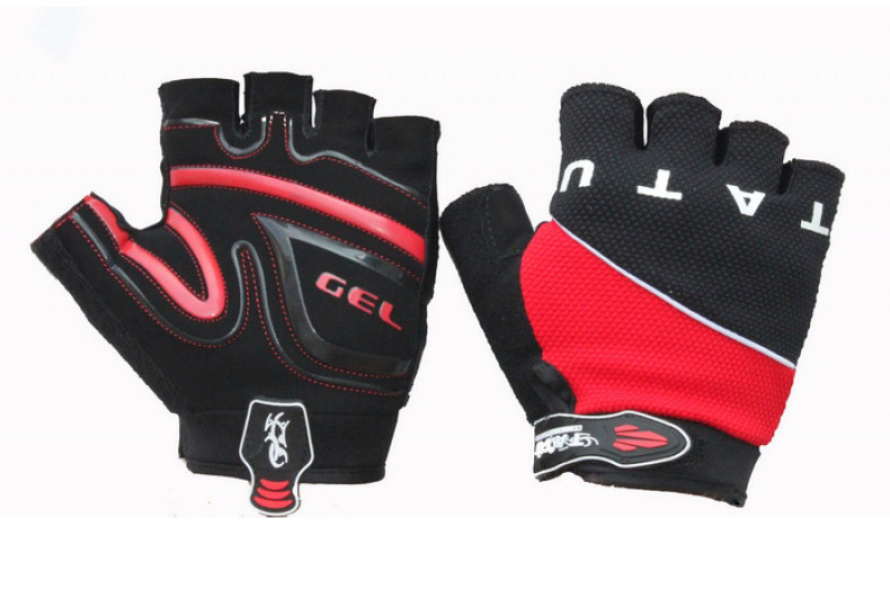 Перчатки TATU-BIKE GEL, кор. пальцы CG2012, черн-красн, M фото 