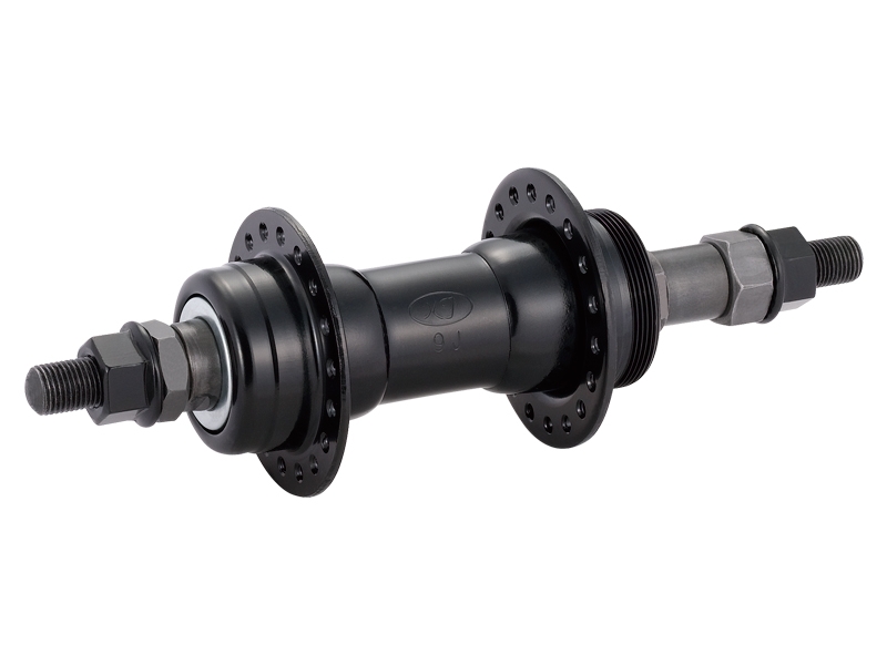 Втулка задн. Quando KT-122R под V-brake 36H 165mm, 6,7 ск. на гайках стальная черная фото 