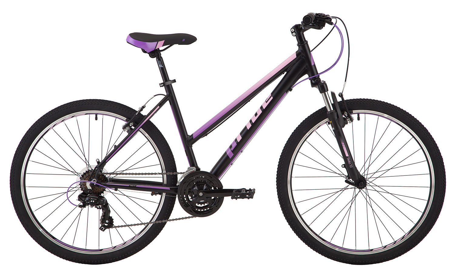 Велосипед 26" Pride STELLA 1.0 рама - 18" черный/розовый/сиреневый 2017 фото 