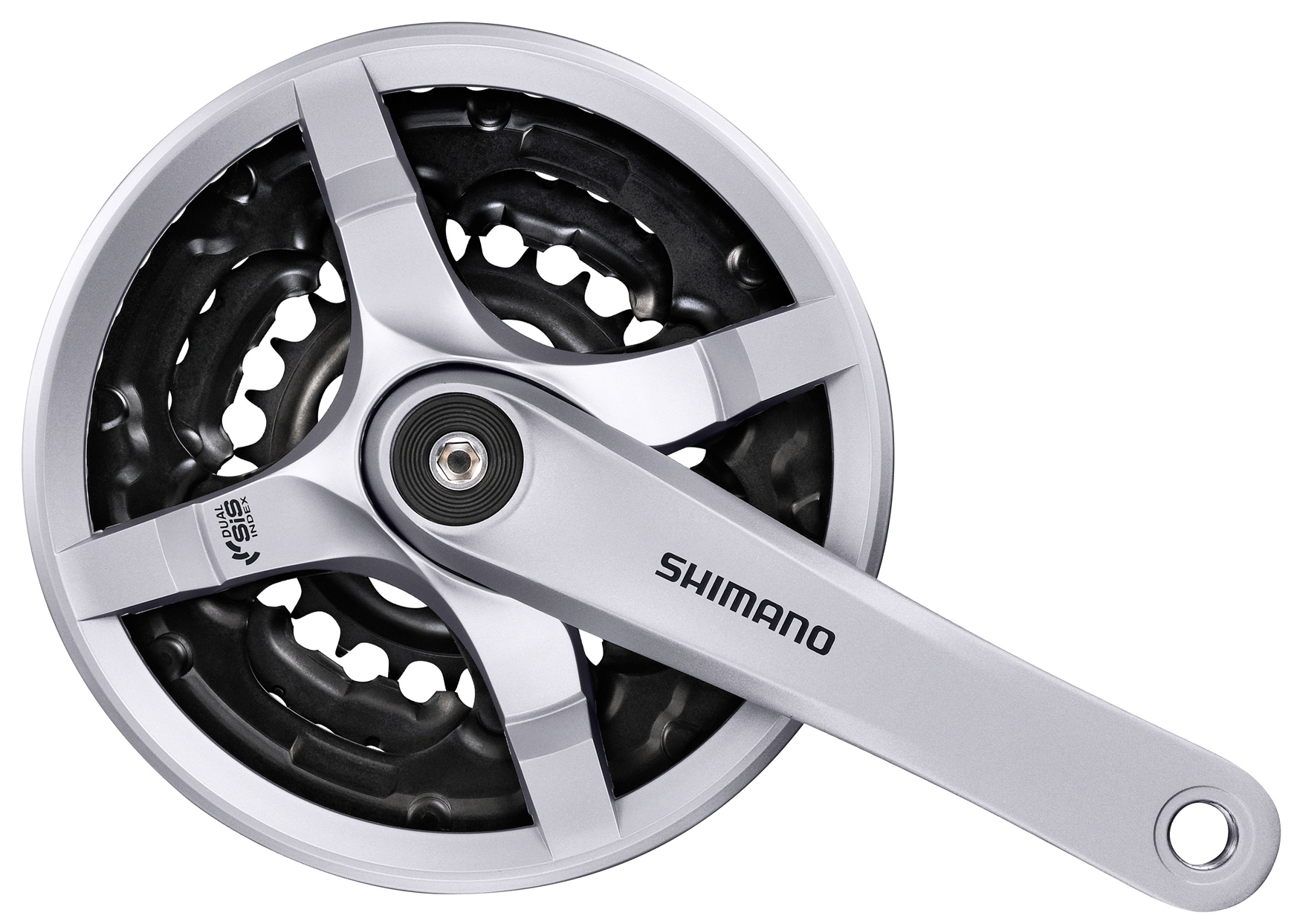 Шатуни Shimano FC-TY501, 170 мм, 42x34x24T, 3х6/7/8-шв., захист зірок, сірі фото 