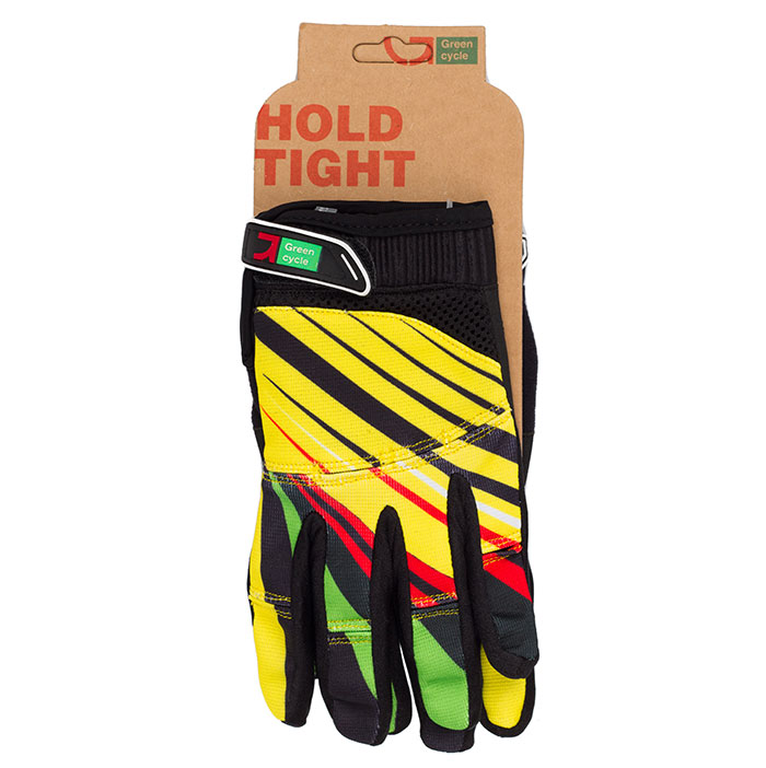 Перчатки Green Cycle NC-2369-2014 MTB с закрытыми пальцами S желто-красные фото 1