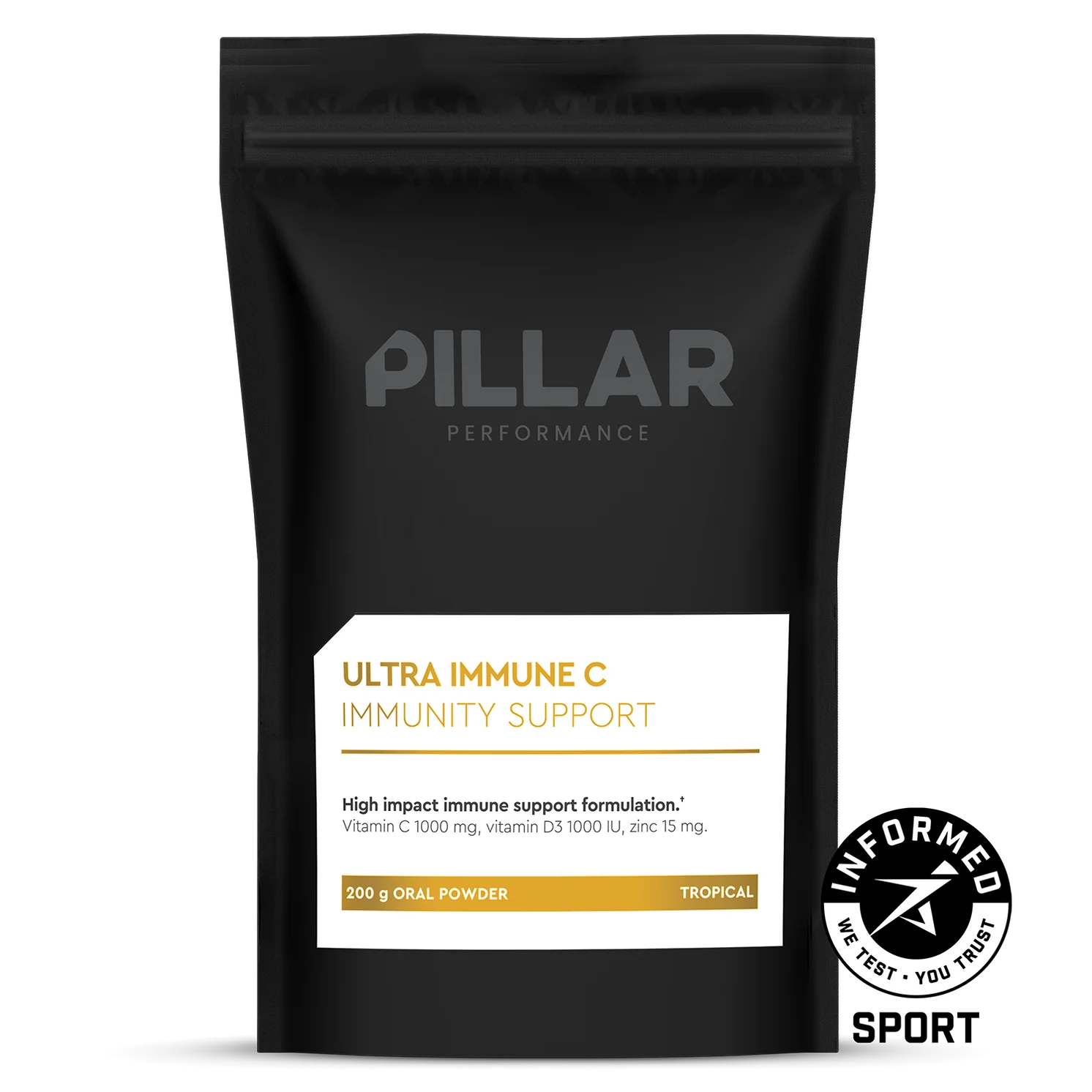 Витамины PILLAR Performance Ultra Immune C тропик 200г (дой-пак) фото 