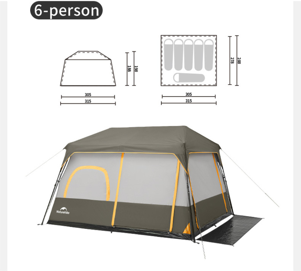 Палатка шестиместная Naturehike Cape 8.4 CNK2450WS050, серо-коричневая фото 2