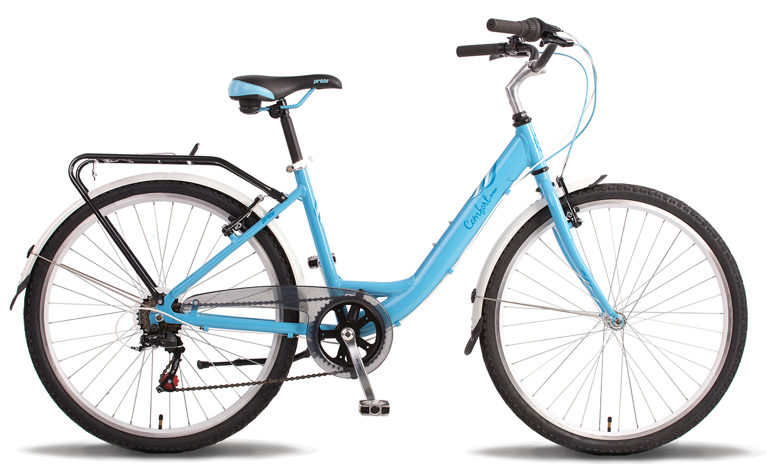 Велосипед 26 "Pride COMFORT Lady рама - 16" синьо-білий 2014 фото 