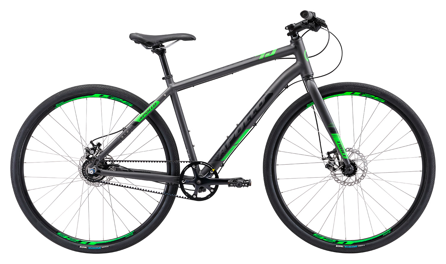 Велосипед 28" Apollo TRACE 45 рама - X matte charcoal/matte black/matte neon green ремінна передача фото 