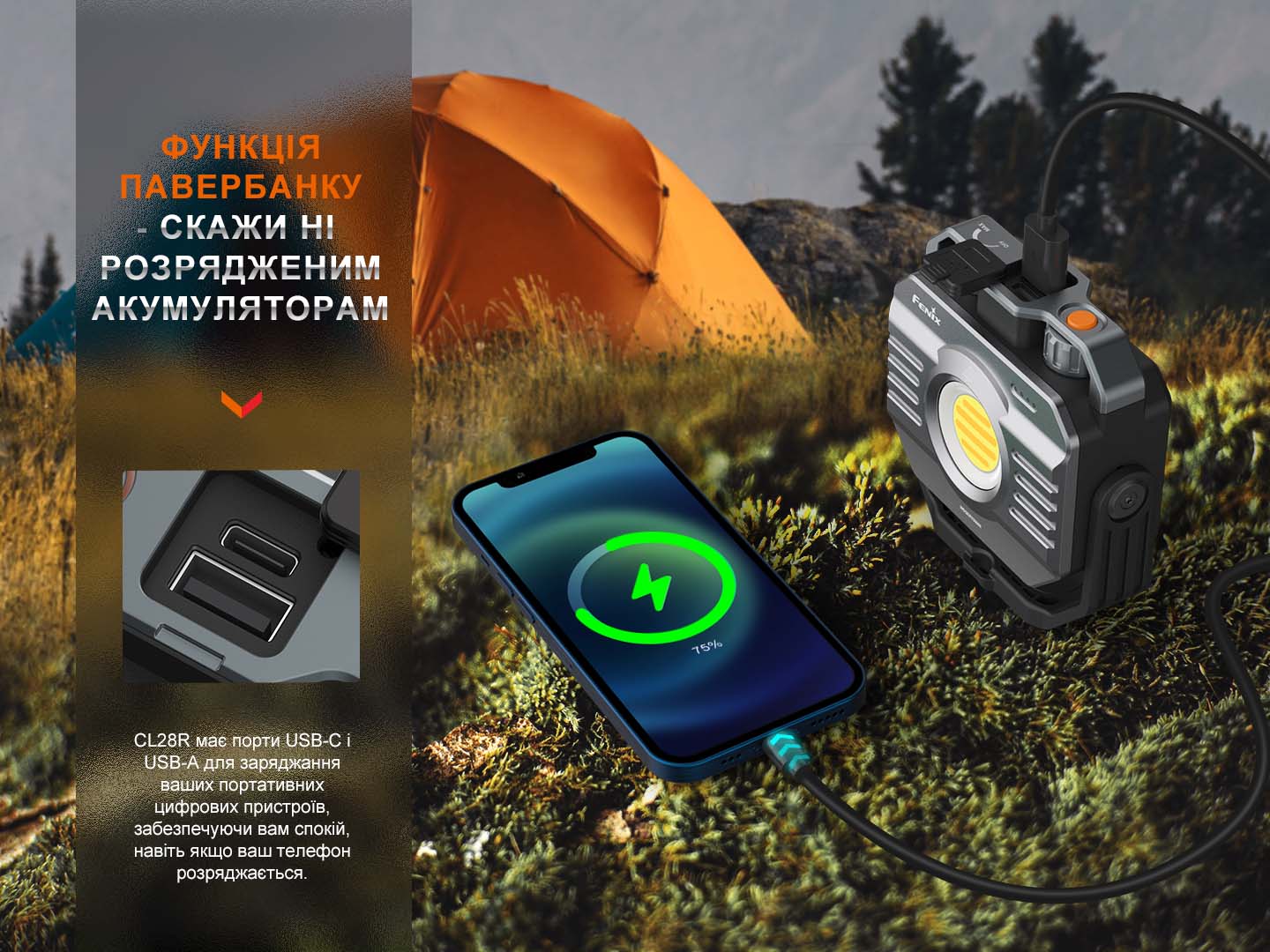 Ліхтар кемпінговий Fenix CL28R, функція Powerbank (10 000 mAh) фото 11