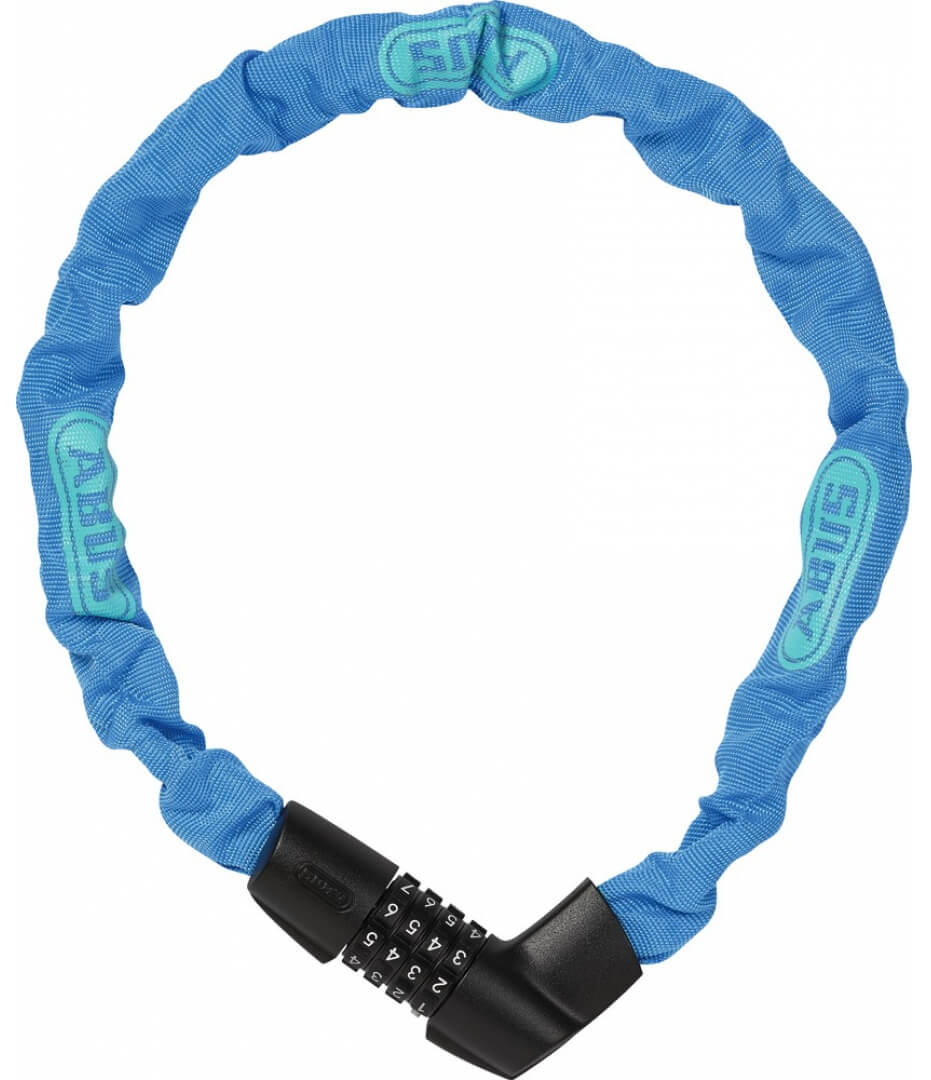 Замок ABUS TRESOR 1385/75, цепь 6x75, кодовый на 4 цифры, Neon Blue фото 