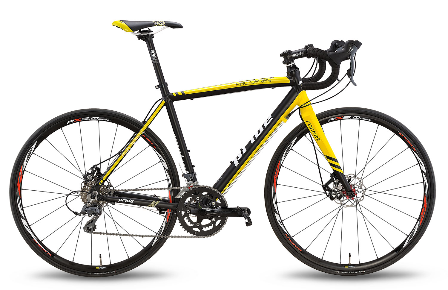 Велосипед 28'' Pride ROCKET Claris Disc рама - 56 см черно-желтый 2016 фото 