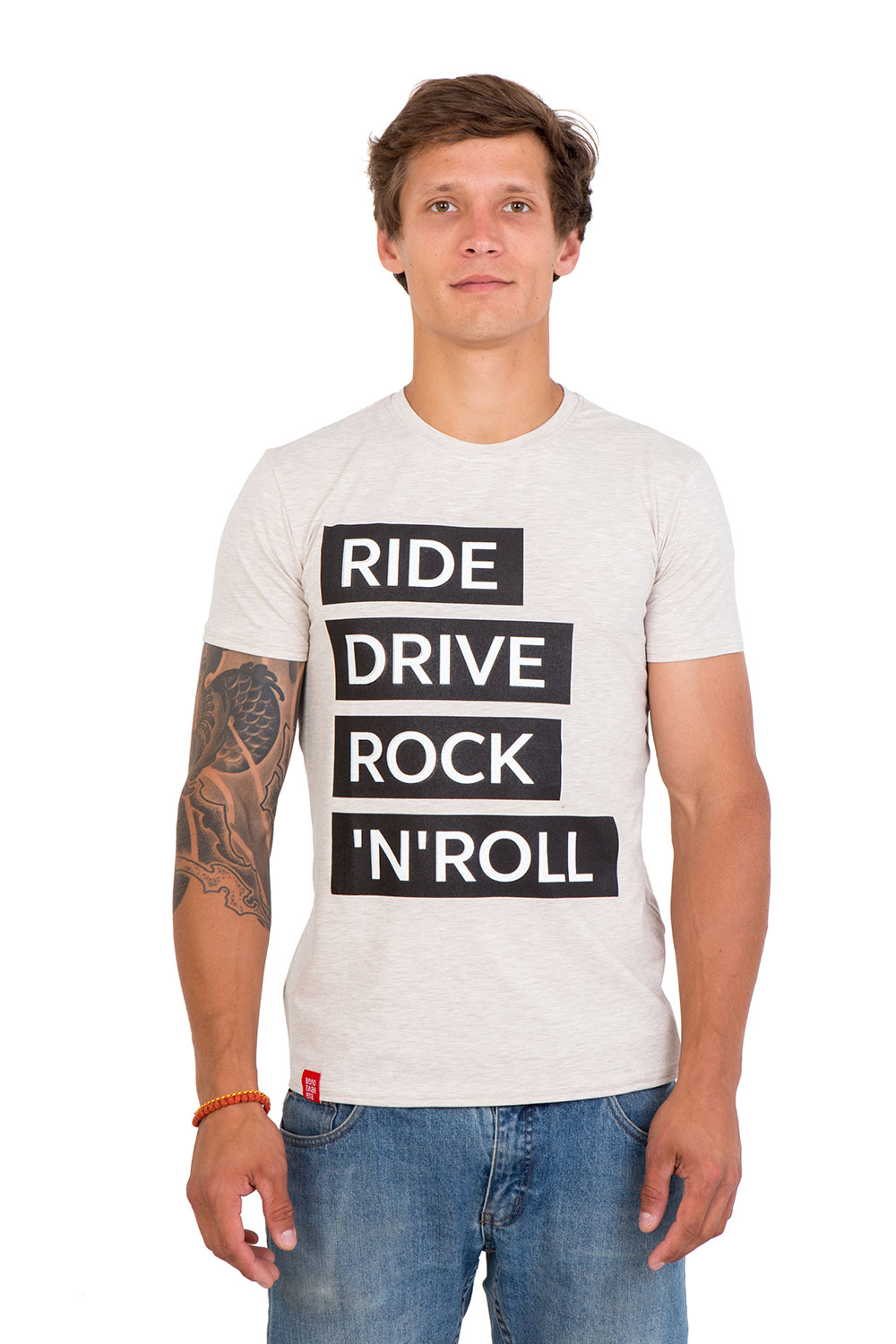Футболка Ride drive rock & roll чоловіча бежева, розмір M фото 