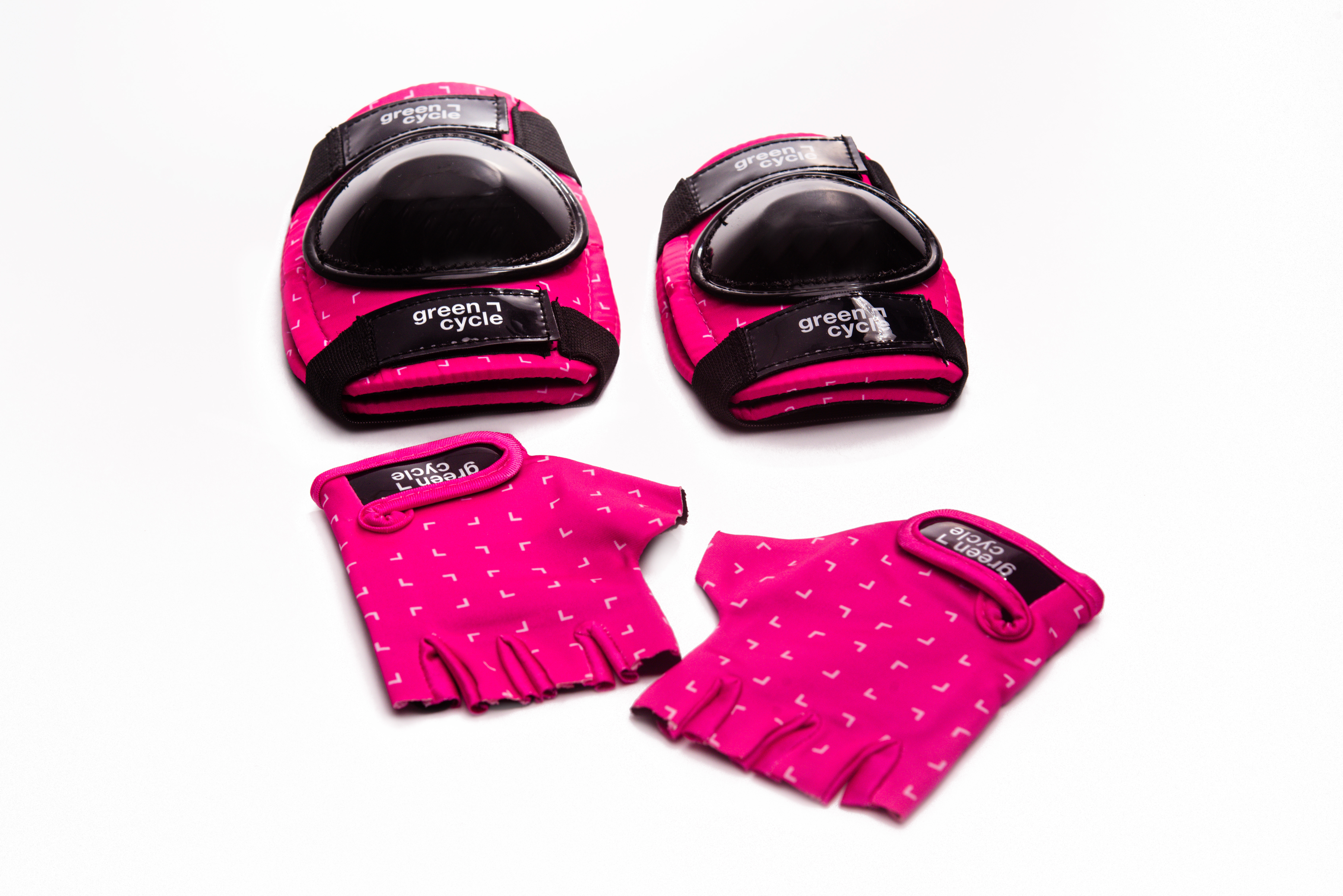 Защита для детей Green Cycle MIA наколенники, налокотники, перчатки, розово-белый фото 