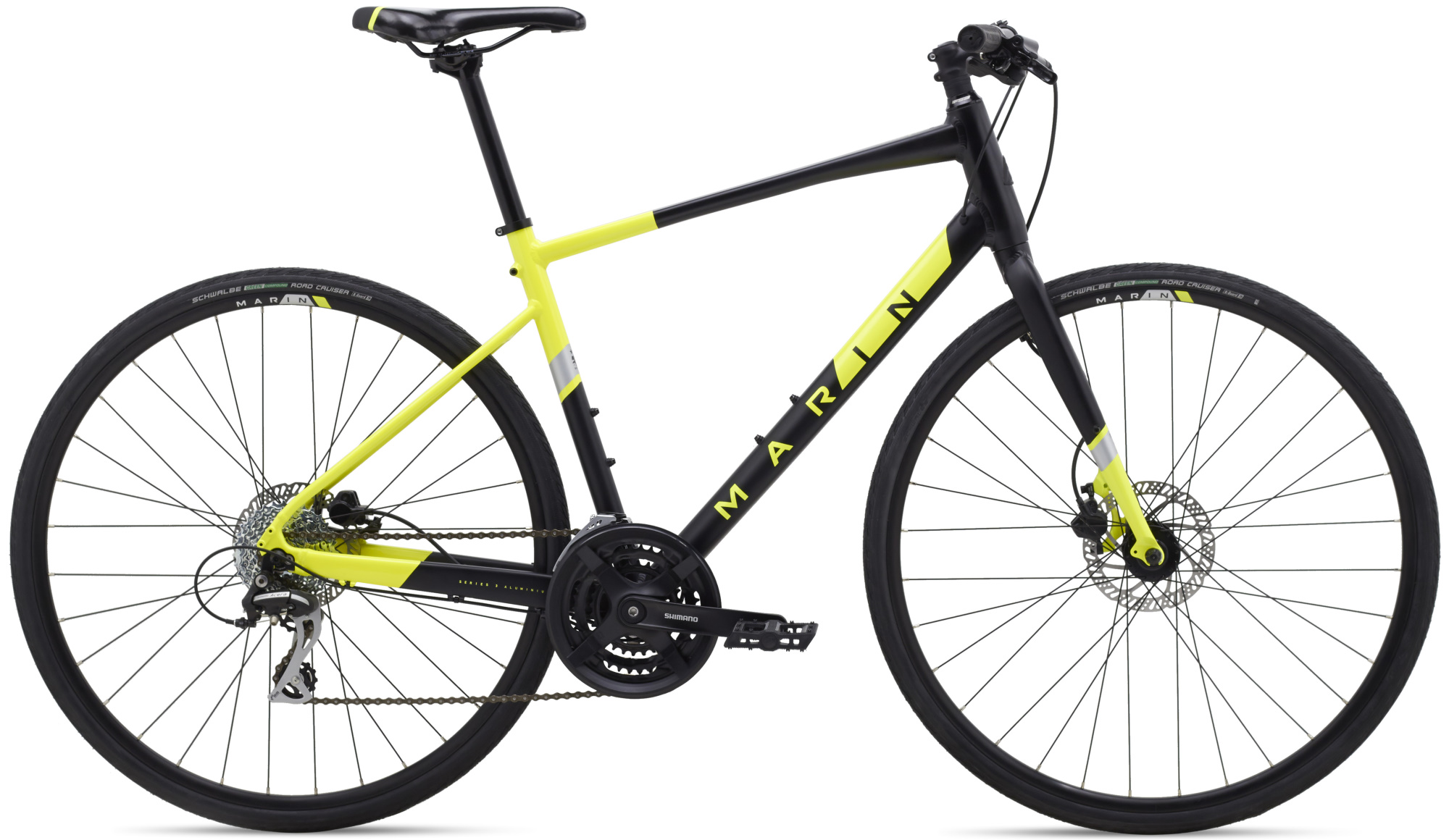 Велосипед 28" Marin FAIRFAX 2 рама - XL 2020 Satin Black/Gloss Hi-Vis Yellow/Silver фото 