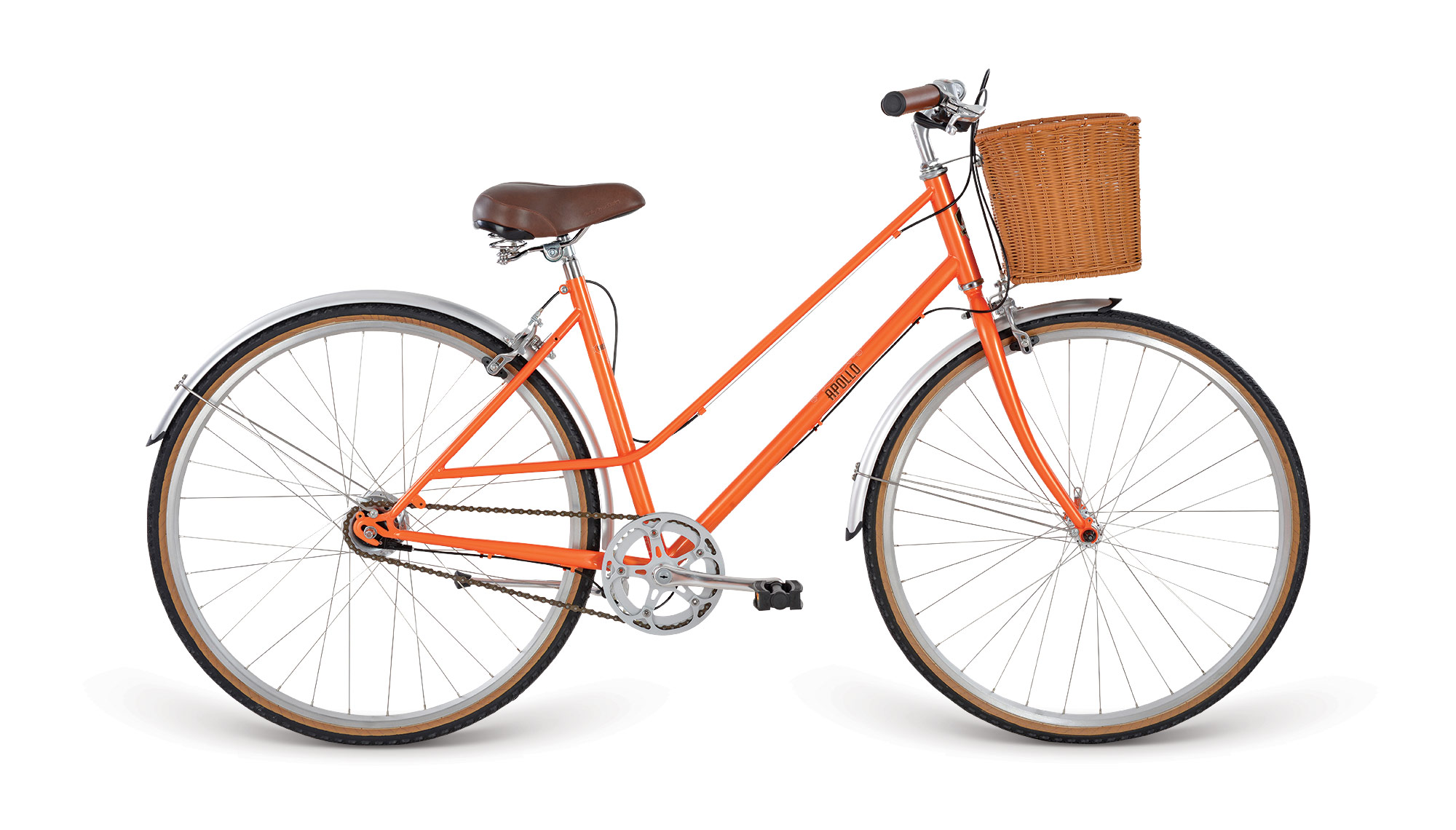 Велосипед 28" Apollo Vintage 7 рама - M gloss Orange / gloss Brown (без корзины) фото 