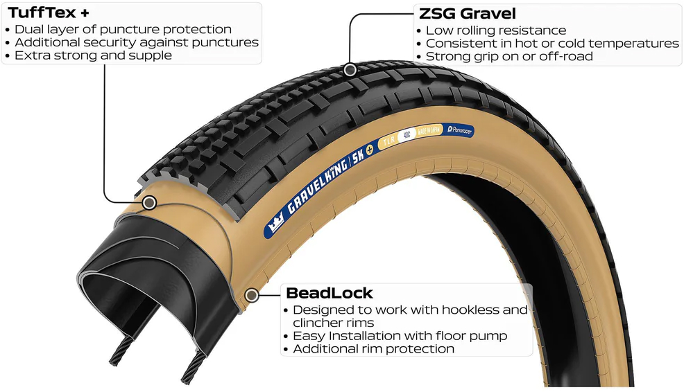 Покрышка 700x40C Panaracer GRAVELKING SK+ GEN2, черная с коричневой боковиной фото 3