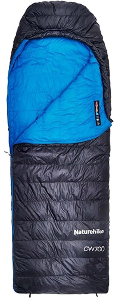 Спальний мішок Naturehike CW700 CNK2450WS048, пух, розмір L, чорно-блакитний фото 