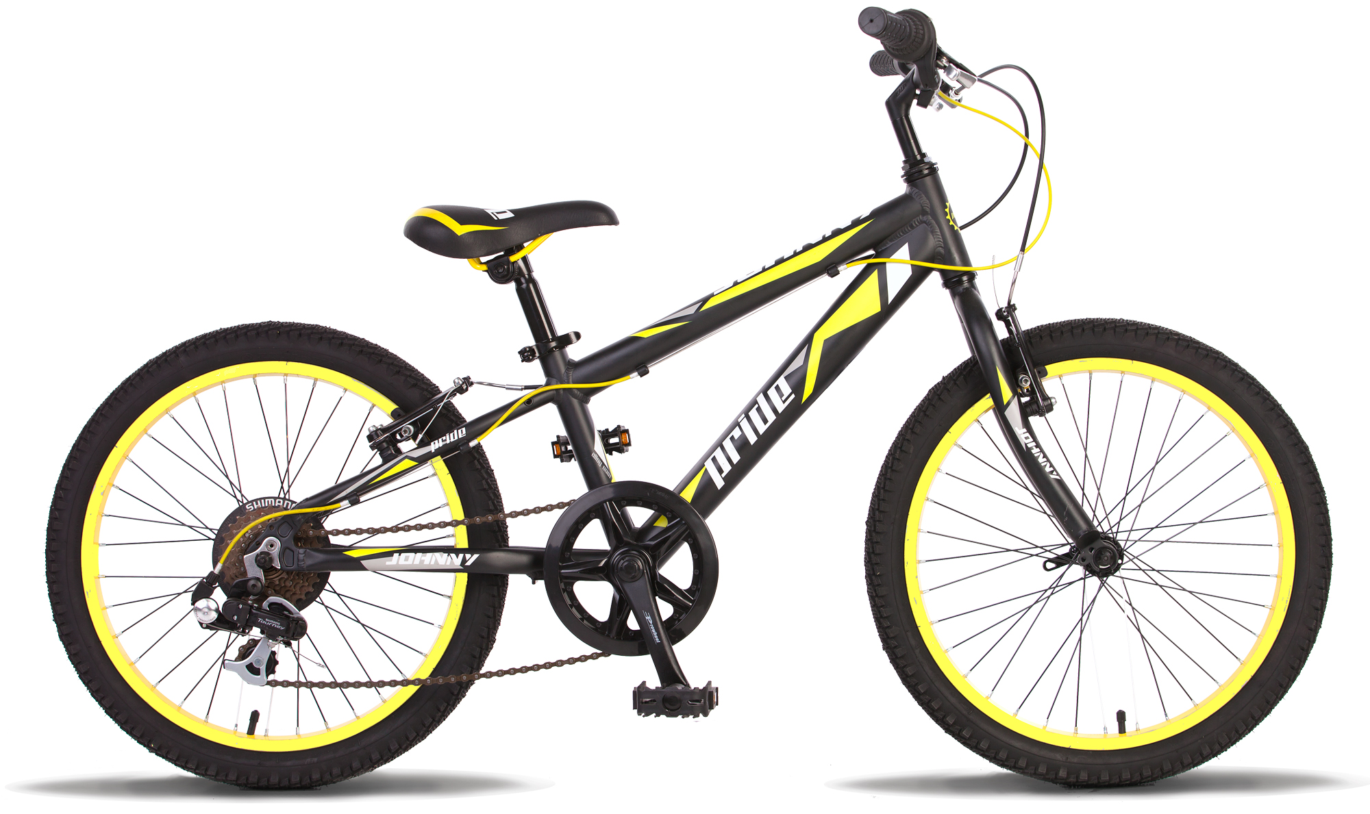 Велосипед 20'' Pride JOHNNY черно-жёлтый матовый 2015 фото 