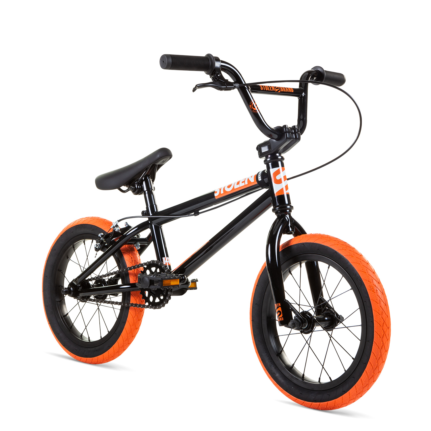 Велосипед 14" Stolen AGENT 14.60" BLACK W/ DARK NEON ORANGE TIRES A1 фото 2