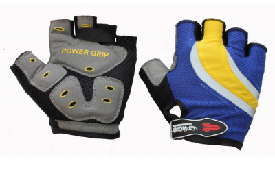Перчатки TATU-BIKE GEL, кор. пальцы CG761, сине-желт, L фото 