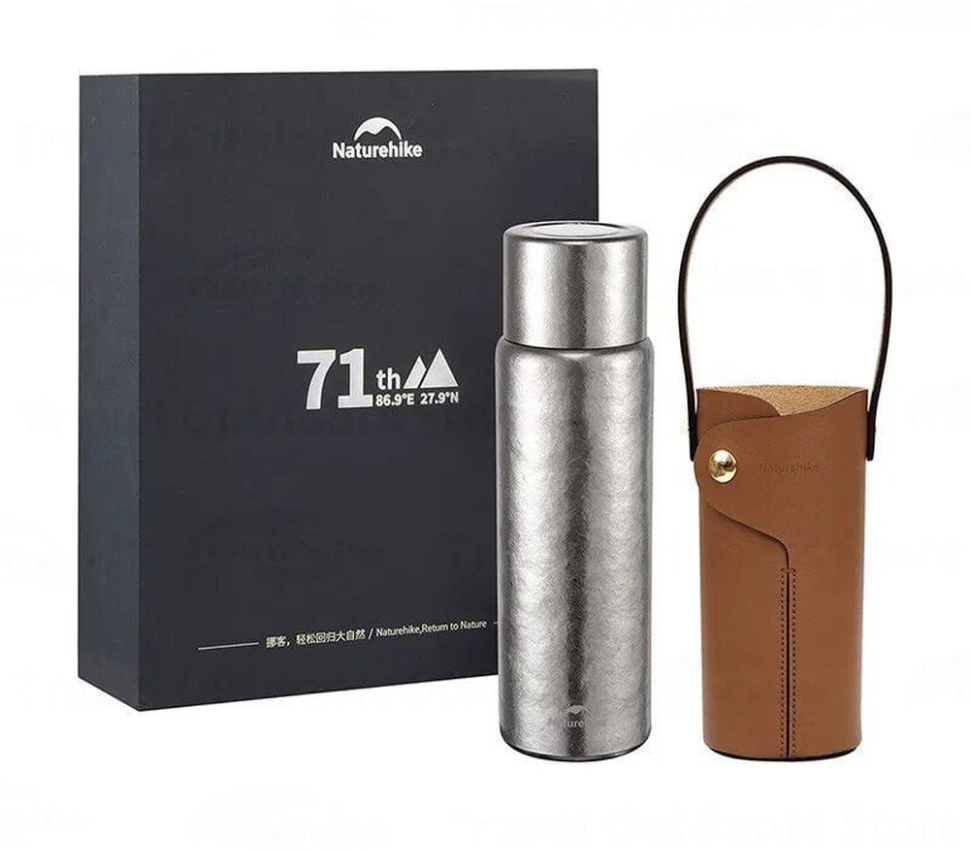 Термос Naturehike CNK230CF012, титан, с чехлом, 600 мл фото 